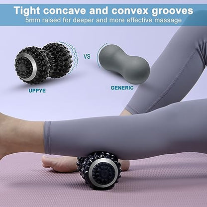 Uppye Vibrating Massage Ball for Pain Relif, Mobility Ball for Physical Therapy and Workout Recovery, Deep Tissue Myofascial Release Tools - Back, Shoulder (Peanut Head Vibrating Massage Ball Black) - color: Black