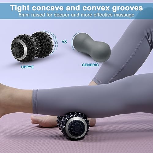 Uppye Vibrating Massage Ball for Pain Relif, Mobility Ball for Physical Therapy and Workout Recovery, Deep Tissue Myofascial Release Tools - Back, Shoulder (Peanut Head Vibrating Massage Ball Black) - color: Black