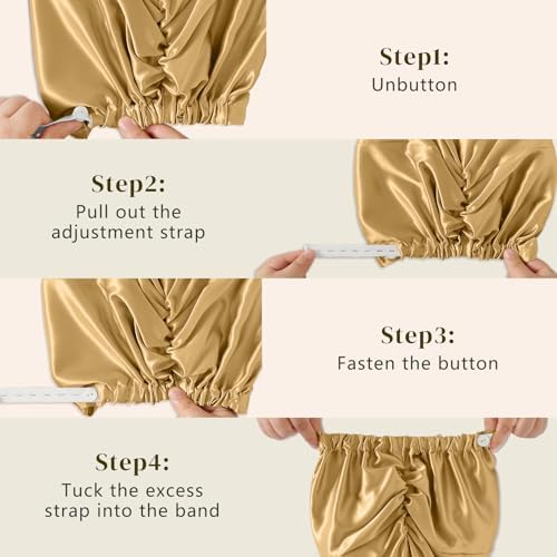 ZIMASILK 22 Momme 100% Mulberry Silk Bonnet for Sleeping Women, Gold - color: Gold
