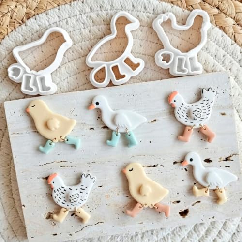9Pcs Farm Animal Clay Cutters | Duck Polymer Clay Earring Molds for DIY Jewelry Making, Cute Farm Themed Clay Cutters for Earrings, Brooches & Pendants - color: Duck