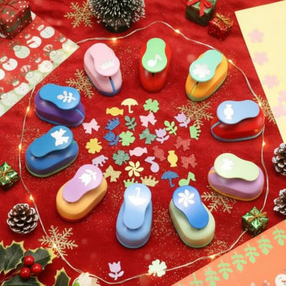 Harloon 10 Pcs Craft Hole Punch Shapes 1 Inch Paper Punch Hole Mix Shapes Cutters for Paper Crafting Scrapbooking Office Supplies(Cute) - style: Cute