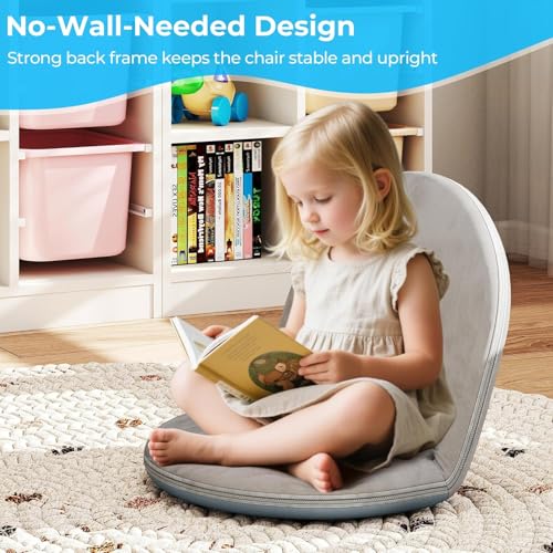 2Pcs Floor Chair with Adjustable Back Support for Kids and Adults - color: Gray-2 Pcs