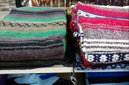 Multicolor Striped Modern Synthetic Blend Artisanally Handmade Multipurpose Yoga Blanket