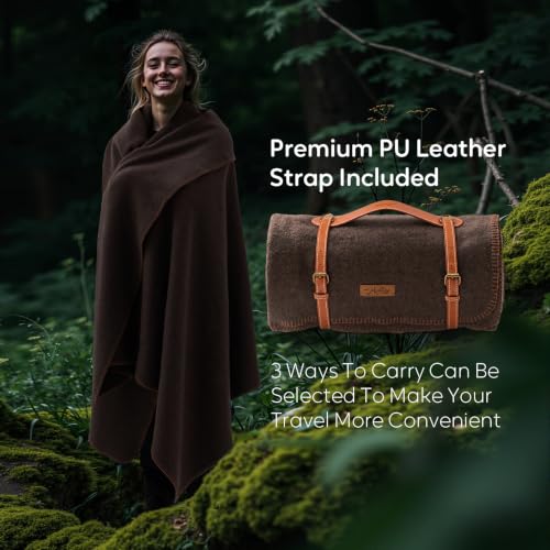 Molithe 100% Wool Blanket, 62" x 86", Warm, Thick, Military, Camping Gear - color: Brown, size: Large