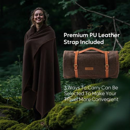 Molithe 100% Wool Blanket, 62" x 86", Warm, Thick, Military, Camping Gear - color: Brown, size: Large