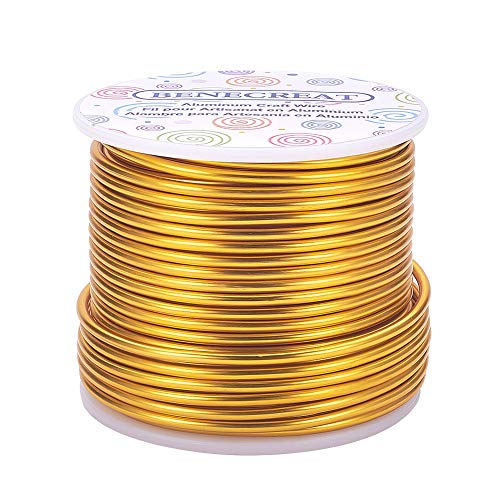 BENECREAT 10 Gauge Jewelry Craft Aluminum Wire 80 Feet Bendable Metal Sculpting Wire for Craft Floral Model Skeleton Making (Gold, 2.5mm) - color: Light Gold, size: 10 Gauge