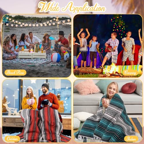 Macarrie 12 Pcs Mexican Beach Blankets Bulk Large Thick Serape Blanket Colorful Striped Yoga Throw for Outdoor Beach Park Picnic Car Couch Home - color: Active Colors