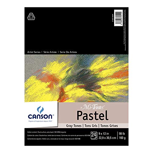 Mi-Teintes Grayscale Pastel Pad 9X12 | Canson Artist Series, Foldover Pad, 98 lb. (160gsm), Artist Paper for Adults and Students - size: 9"X12", style: Gray Tones
