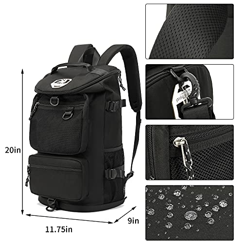 Kalesi Gym Duffle Bag Backpack 4-Way Waterproof with Shoes Compartment for travel Sport Hiking laptop - color: Black