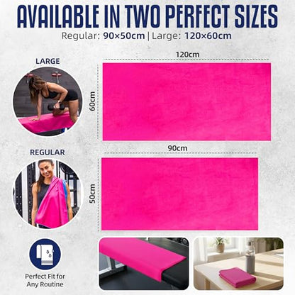 CHEEKY WINX Microfiber Gym Towel – Highly Absorbent Microfiber Sweat Towel, Quick-Dry Lightweight Design, Odour-Resistant Fabric, Matching Carry Bag, Pretty Pink/Blue Back, Regular (90 x 50 cm) - color: Pretty in Pink, size: Regular