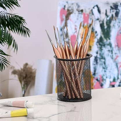Mr. Pen- Detail Paint Brushes Set, 9 pcs, Rose Gold | Miniature Paint Brushes, Thin Paint Brushes, Model Paint Brushes, Fine Tip Paint Brush, Face Paint Brushes Set - color: Rose Gold