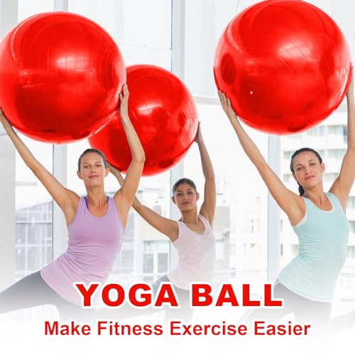 Jexine 6 Pcs Yoga Ball Exercise Ball - color: Red, size: 25.59 Inch