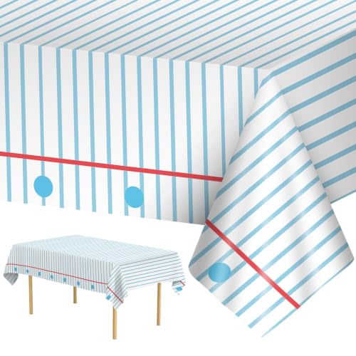 Litmitfu 3 Pcs Back to School Decorations Tablecloth - Disposable Plastic Notebook Paper Desk Themed Table Cloth for All Grades Classroom First Day of School Party Supplies Table Decor, 108x54 Inch - color: Back to School