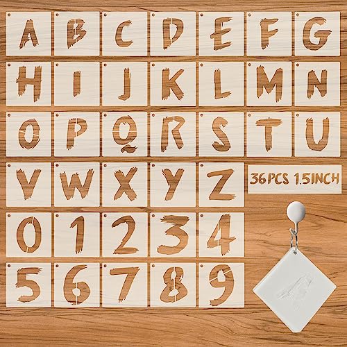 36Pcs Letter Stencils, Reusable Numbers & Alphabet Stencils, 1.5 in,Cursive | Reusable, Numbers & Alphabet, For Painting on Wood, Wall, Fabric, Rock, Chalkboard, Signage, Spray Painting Compatible - size: 1.5 IN