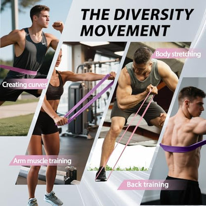 LEEKEY Resistance Bands for Pull Up Assist, Exercise & Workout Bands Set | Long resistance bands for pull up assist, strength training, physical therapy, stretching, home gym - color: 5-85LBS PINK PURPLE