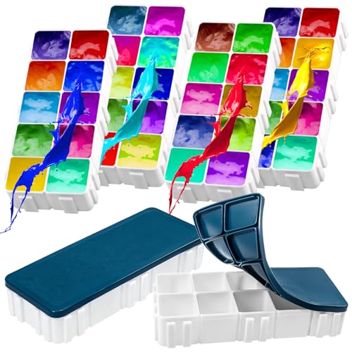 60 Compartments Plastic Watercolor Paint Palette with Lid | Airtight Leakproof Palette for Gouache, Acrylic and Oil - style: Paint Pallet-6Pcs