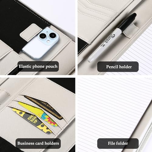 ProCase Portfolio Business Padfolio Folder with Zipper -Grey | Conference Meeting Executive File Legal Document Organizer with Pockets Letter Size A12 Writing Pad Notepad Padfolio - color: Grey