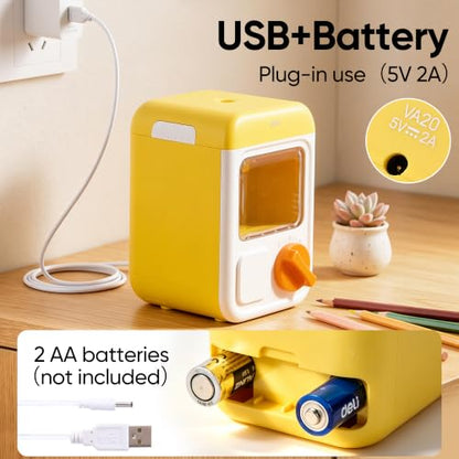 deli Electric Sharpener, Battery Powered, 3 Sizes for 6.5–8mm Pencil - color: Yellow