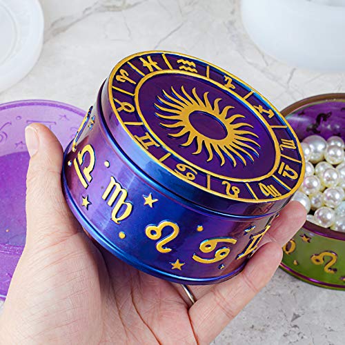 NiArt Zodiac Silicone Resin Mold Storage Box with Star Lid Epoxy DIY Art | Flexible BPA-Free Silicone Zodiac Jar Mold, Unmolds Easily, Reusable for Jewelry, Trinket, Candle & Home Decor Crafting - style: Constellation Storage Box