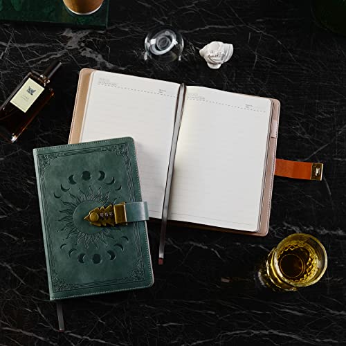 ZXHQ Lock Diary with Pen, A5 Ruled 240 Pages PU Leather Journal with Lock, Refillable Hardcover journals for Writing Personal Planner Organizer for Men and Women, Size A5(8.5 × 5.9 Inch) Sage Green - color: Sage Green