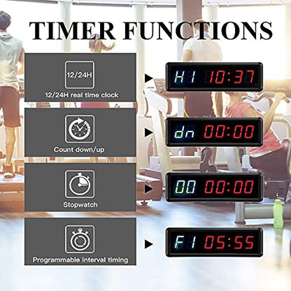 LED Interval Timer Count Down/Up Clock Stopwatch with Remote for Home Gym Fitness - color: Green+red