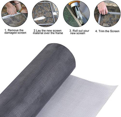 Fiberglass Screen Roll 59" x 100' A Continuous Roll UV Protection Install and Repair Door and Window Screen(59" x 100', Grey) - color: Sliver Grey, size: 59" x 100'