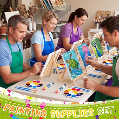 Motipuns 72 Pcs Paint and Sip Kit for Adults 12 Set 8''x10'' Pre Drawn Canvas for Painting with Easels Apron Brushes Palette Printed Canvas Bulk for DIY Birthday Gifts Date Night Party(Animal) - style: Animal