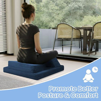 Meditation Cushion, Meditation Mat with Knee Support, Navy Blue - color: Navy Blue, size: 24X24X2 Inch