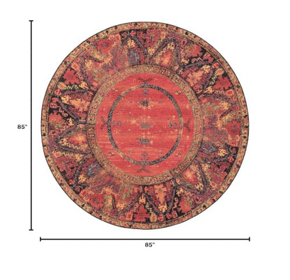 Unique Loom Outdoor Tribal Collection Area Rug - Quepos (7' 1" Round Multi/Black) - size: 7'1" (Round)