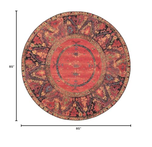 Unique Loom Outdoor Tribal Collection Area Rug - Quepos (7' 1" Round Multi/Black) - size: 7'1" (Round)