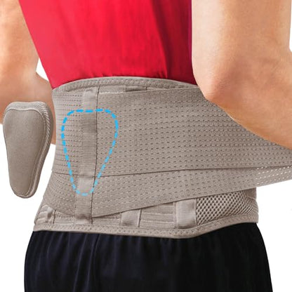 Sparthos Back Brace for Women & Men, Sciatica, Lower Back Pain - Taupe-L - color: Desert Taupe