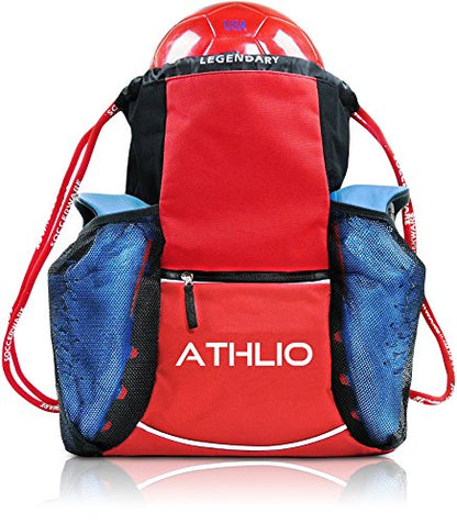 Soccerware Legendary Drawstring Gym Bag - Waterproof | For Sports & Workout Gear | XL Capacity | Heavy-Duty Sackpack Backpack - color: Red