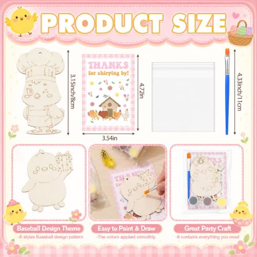 Saypacck 24 Pcs Party Favors Wooden Painting Craft Kits Birthday Party Supplies with Organza Bag for Goodie Bags Fillers Adult Thank You Gifts(Chicken) - style: Chicken