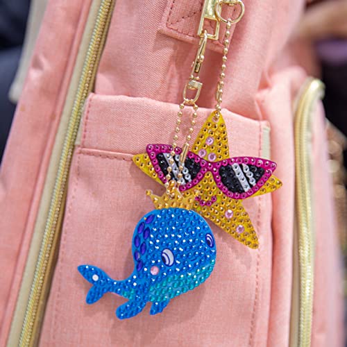 Labeol Arts and Crafts for Kids - Creat Your Own GEM Keychains-5D Diamond Painting by Numbers GEM Kits for Kids Girls Toddler Age 6-7 6-8 10-12 - style: Ocean