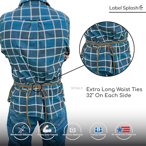 2 Pocket Canvas Work Waist Nail Apron Belt Washable Tool Utility Gardening Woodworkers Roofers Artists & Crafts - color: Caramel 12 Pack