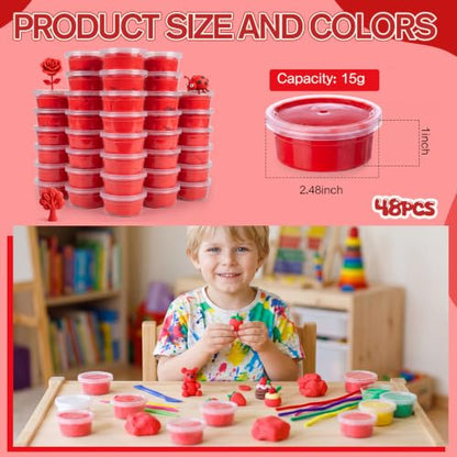 VioraWhite 48 Pcs Air Dry Clay Bulk 1.6lb Modeling Clay Kit,Red | Soft & Stretchable, Magic Foam for Kids, DIY Molding, Arts & Crafts, Boys Girls Party Favors, Cosplay Sculpting Supplies - color: Red