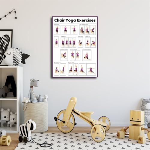 Chair Yoga Practice Poster for Seniors Yoga Room Poster Canvas Painting Posters and Prints Wall Art Pictures for Living Room Bedroom Decor (12×18inch No Framed)