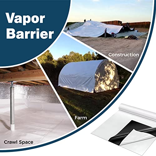 Crawl Space Vapor Barrier, 10 Mil 10x100' Black/White Panda Film | Thick Plastic Sheeting, Plastic Drop Cloth Covering for Crawlspace Encapsulation, Suitable for Commercial and Residential Use - size: 10mil 10'x100'