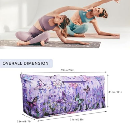 Yoga Mat Bag Yoga Mat Carrier with Shoes Compartment & Wet Pocket Pilates Bag with Zipper Pockets & Yoga Mat Holder Strap Yoga Bags and Carriers Fits All Your Stuff - color: Butterfly