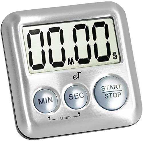 Elegant Digital Kitchen Timer Stainless Steel - Loud Alarm - Model Variety - color: Variety 8-pack
