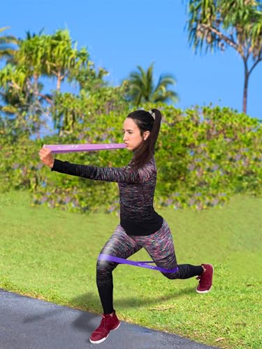 Fit Simplify Resistance Loop Exercise Bands with Instruction Guide and Carry Bag, Set of 5 - color: Purple