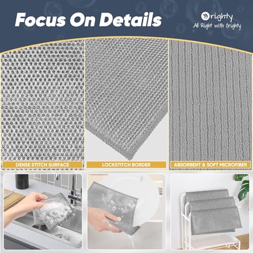 Orighty Dish Cloths, 12 Pack Double-Layer Metal Dish Rags, 7"x8" - color: Grey