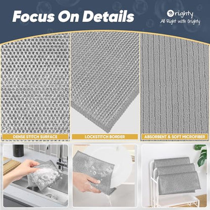 Orighty Dish Cloths, 12 Pack Double-Layer Metal Dish Rags, 7"x8" - color: Grey