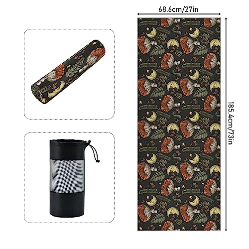 Yoga Mat Towel Retro Mushroom Moon, 73" x 27" - color: Retro Mushroom Moon