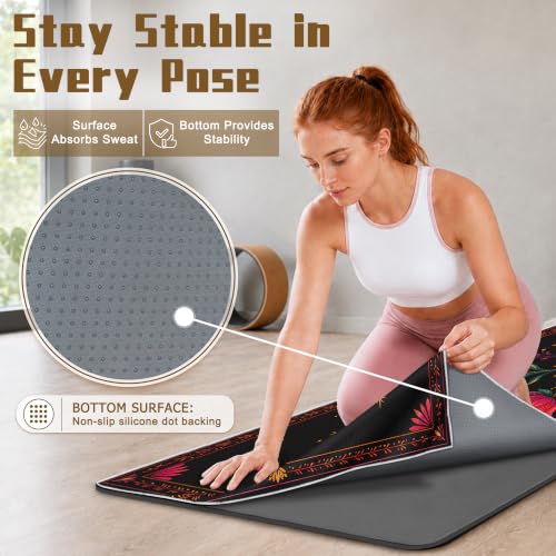 Hot Yoga Towel Non Slip, Ultra-Absorbent Yoga Mat Towel, Soft with Printed Design, Machine Washable, Yoga Pilates Towel Suitable for Exercise, Pilates, Yoga, 72x27in.Lotus - color: Lotus