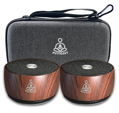 Auto Tibetan Singing Bowl, Meditation Generator Instrument - Solfeggio Bath | Portable Sound Frequency Machine Set for Yoga, Mindfulness, Vibration System of Chakra Balancing, 5 Tones, 3 Timers - color: Zen Wood