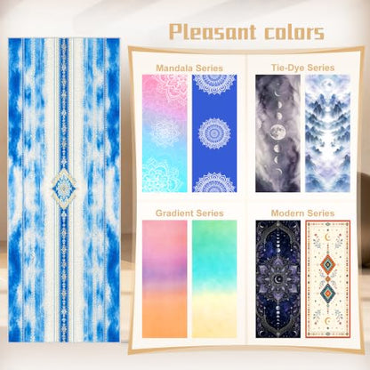 Hot Yoga Towel Non Slip, Ultra-Absorbent Yoga Mat Towel, Soft with Printed Design, Machine Washable, Yoga Pilates Towel Suitable for Exercise, Pilates, Yoga, 72x27in.Blue Stripe - color: Blue Stripe