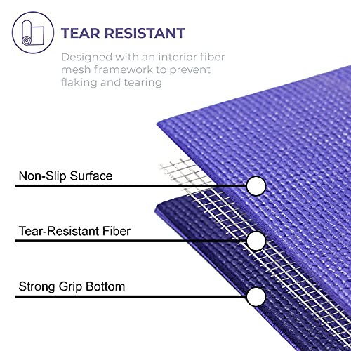 Voyage 5mm Studio Yoga Mats, 4 Pack, 72x24in - color: Purple