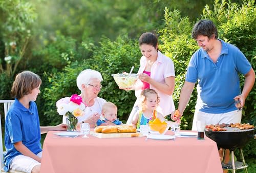 Utopia Kitchen Plastic Table Cloth Disposable (12 Pack - 54x108 Inch) Pink Rectangle Tablecloth Waterproof Stain Resistant Party Table Cover - color: Pink, size: 54X108 Inch - 12PC