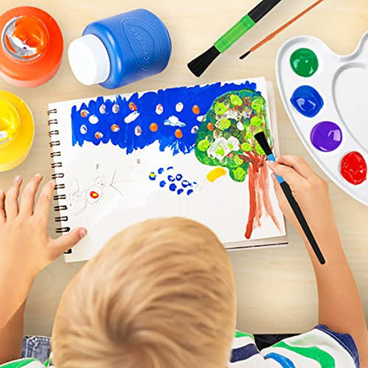 Kids Painting Set, 10 Count Washable Finger Paints for Toddlers Gift Bundle | Includes 10 Tempera Paints (2 oz EA), 10 Paint Cups, 10 Brushes, Art Smock Non-Toxic & Mess-Free Art Kit Spill Proof Paint